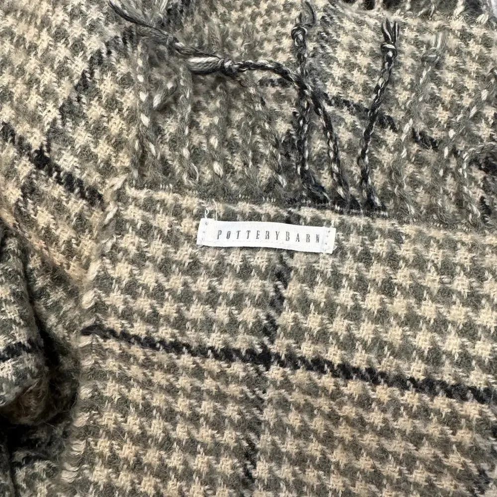 Pottery Barn Throw Blanket Whitaker Plaid Check Reversible Grey Maroon 50x60